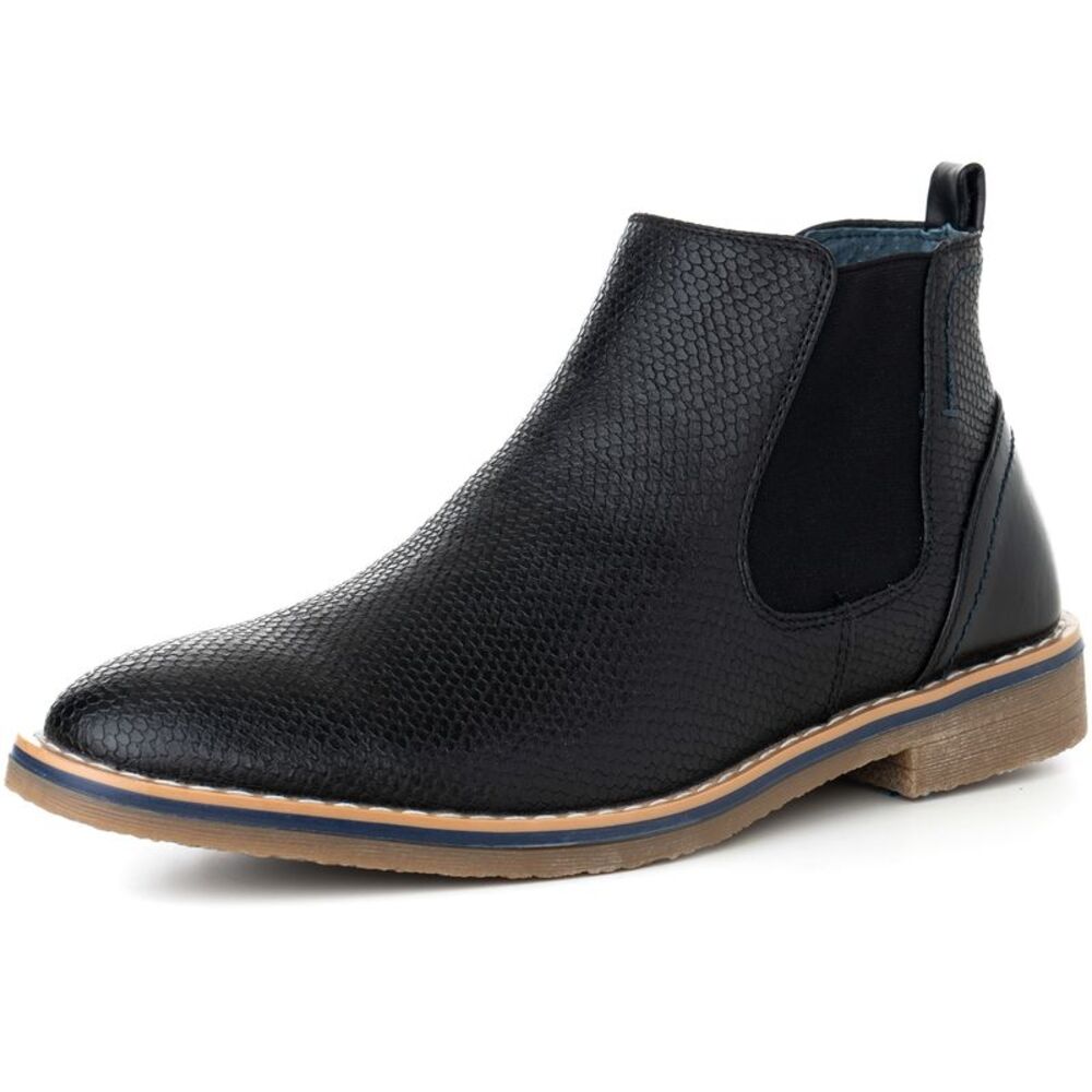 Alpine Swiss Mens Nash Chelsea Boots Snakeskin Ankle Boot Genuine Leather Lined - Picture 1 of 7